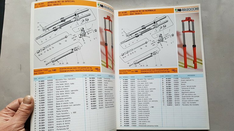 Marzocchi Forcelle catalogo ricambi originale 1979 Ducati Morini Laverda Moto