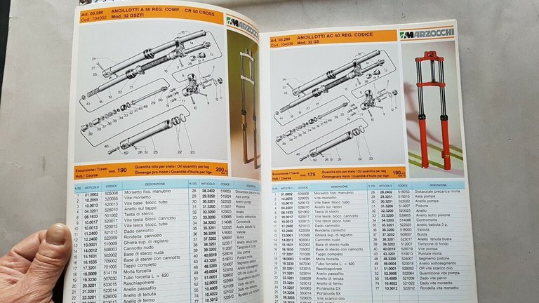 Marzocchi Forcelle catalogo ricambi originale 1979 Ducati Morini Laverda Moto