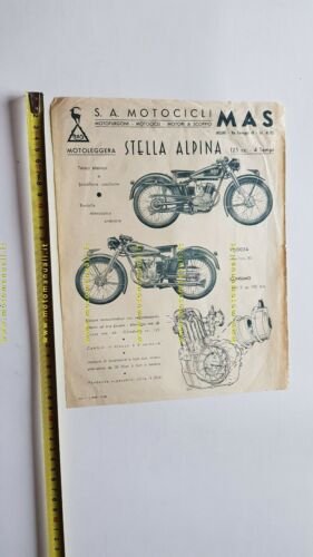 MAS 125 Stella Alpina 1951 depliant moto originale brochure