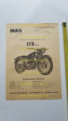 MAS 175 1951 depliant moto originale brochure