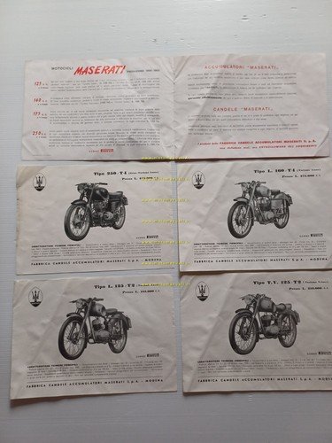 MASERATI 250-160-125 Turismo Lusso-Veloce anni 50 portfolio 5 depliant originale