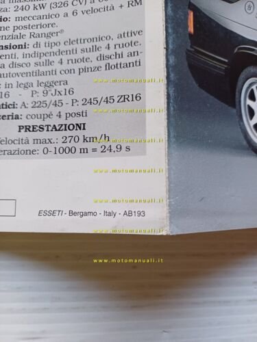 Maserati 4.24V - Spyder - Ghibli - Shamal 1993 depliant …