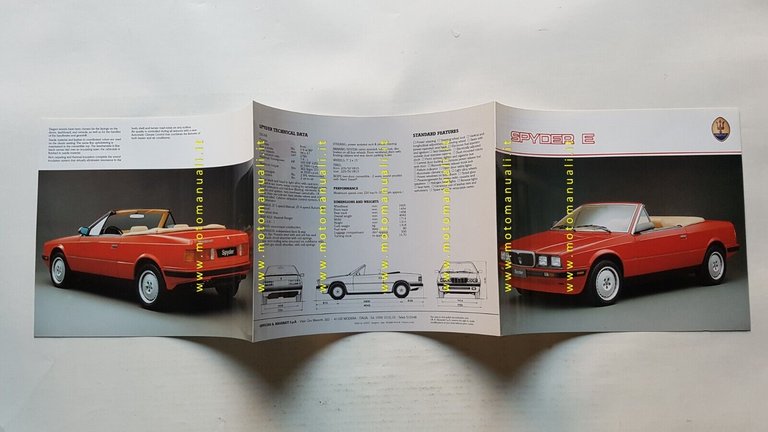 MASERATI Biturbo Spyder E 1990 depliant originale INGLESE