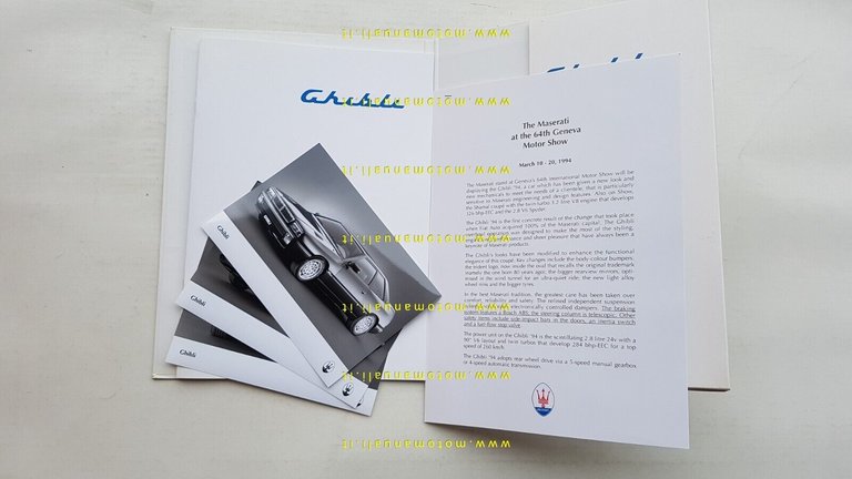 MASERATI Ghibli 2.8 1994 Cartella Stampa salone Ginevra originale Press …