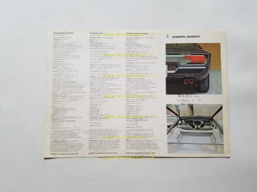 Maserati Khamsin 1974 depliant originale