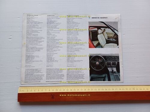 Maserati Merak 3000 SS 1976 depliant originale italiano