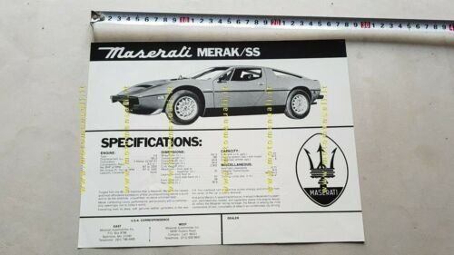 Maserati Merak 3000\SS USA depliant originale brochure