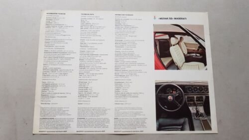 Maserati Merak SS 1976 depliant originale auto epoca genuine car …