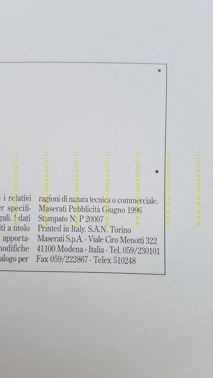 MASERATI Quattroporte 1996 depliant originale italiano