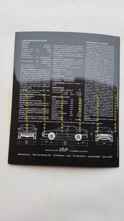MASERATI Quattroporte 2.0 6V depliant originale italiano