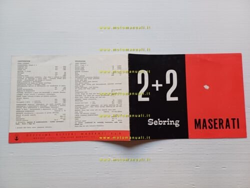 Maserati Sebring GTI 2+2 1964 depliant originale italiano