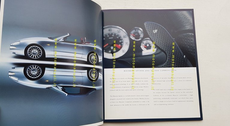 MASERATI Spyder 2001 depliant originale inglese ENGLISH TEXT