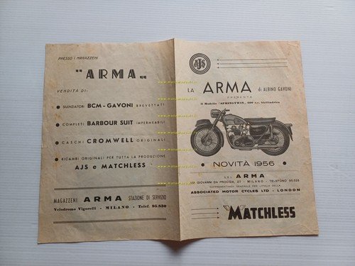Matchless modelli 1956 depliant ITALIANO originale