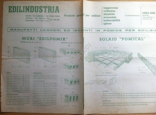 Materiali edili - Volantino pubblicitario Edilindustria - anni '50