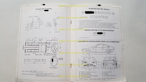 MATRA Murena 1.6 1980 facsimile scheda omologazione DGM originale