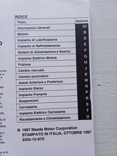 MAZDA 626 1997 manuale officina italiano originale