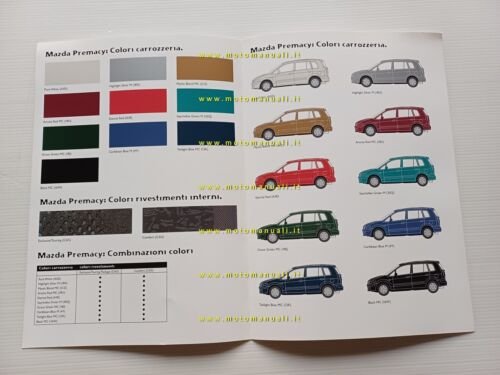 Mazda Premacy 1999 cartella colori carrozzeria + interni depliant originale