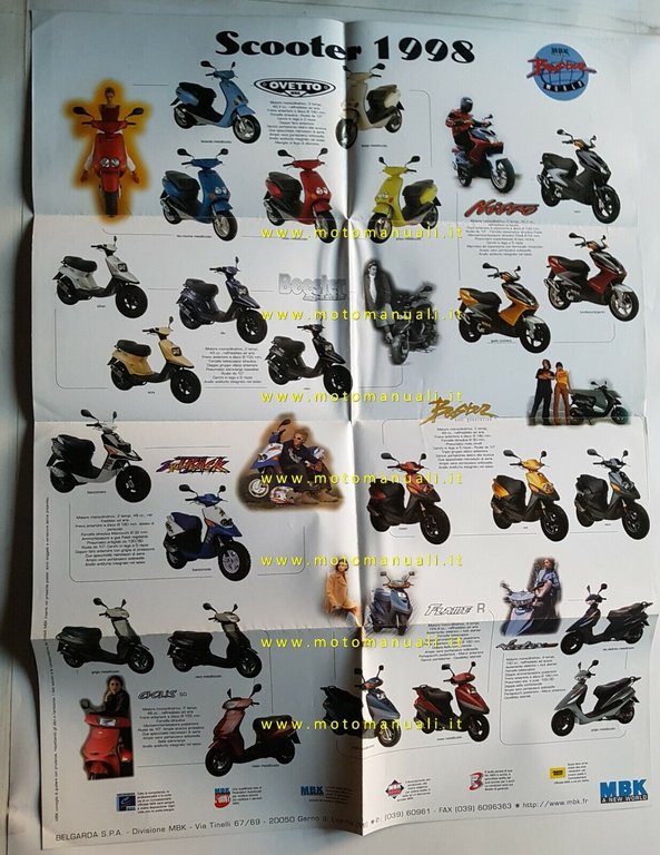 MBK Nitro 50 poster + modelli 1998 Booster-Spirit-Track depliant originale