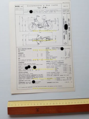 MBM 50 T4 tubone 1978 scheda omologazione DGM Facsimile originale