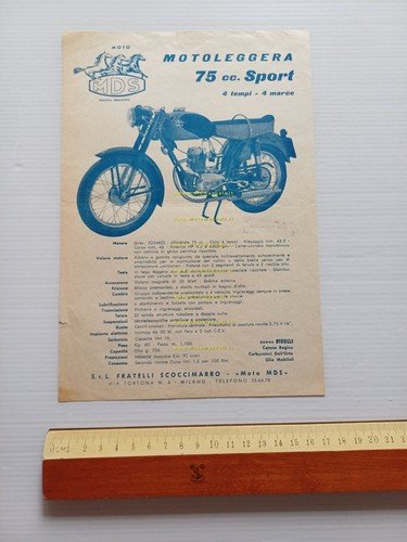 MDS 75 Sport 1956 depliant italiano moto originale