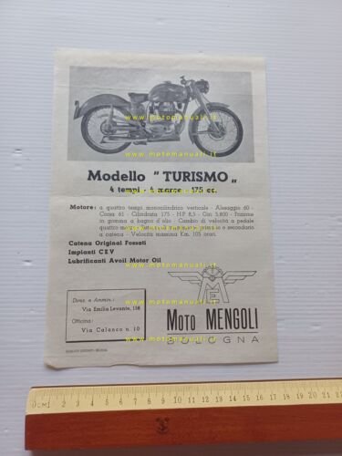 Mengoli 175 Turismo 1953 depliant italiano moto originale