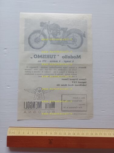 Mengoli 175 Turismo 1953 depliant italiano moto originale