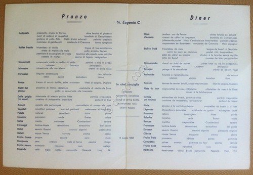 Menù - Nave Eugenio C. - 9 Luglio 1967 - … | Immagine Gallery 2