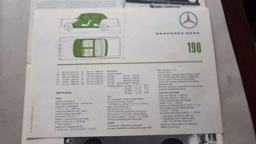 Mercedes 190 1961 depliant originale auto epoca INGLESE genuine car …