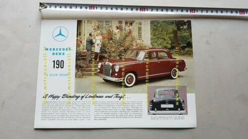 Mercedes-Benz 190 4 Door Sedan anni 50 depliant USA originale …