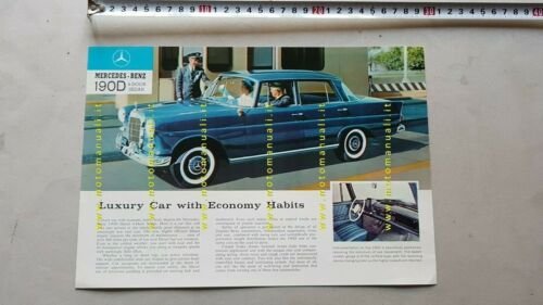 Mercedes-Benz 190 D 4 Door Sedan anni 60 depliant USA …