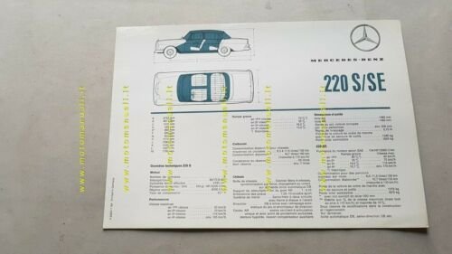 Mercedes-Benz 220 S-SE 1964 depliant originale francese brochure