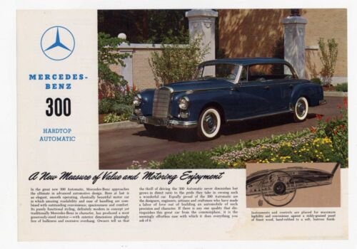 Mercedes-Benz 300 Hardtop Automatic 1960 depliant epoca originale brochure