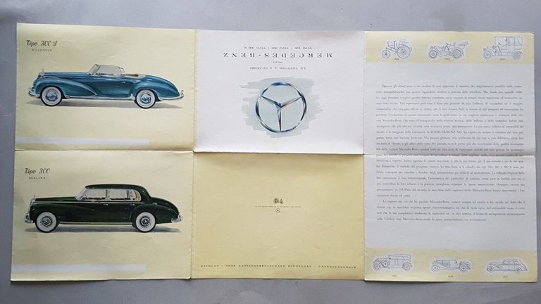 Mercedes Benz produzione 6C 230-300 1953 depliant auto italiano brochure