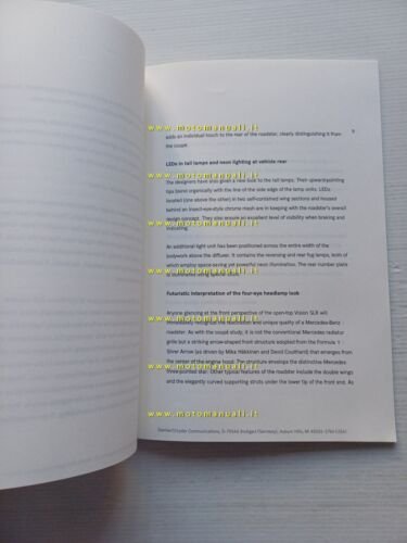 Mercedes Benz USA SLR Roadster 1999 presentazione cartella stampa depliant