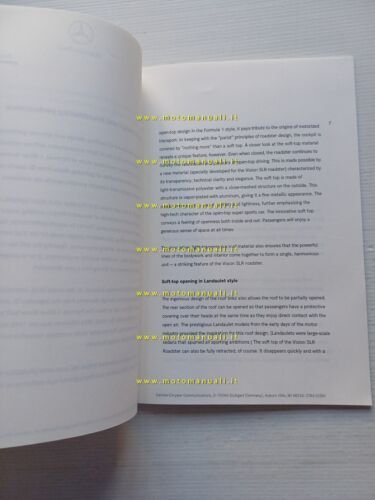 Mercedes Benz USA SLR Roadster 1999 presentazione cartella stampa depliant