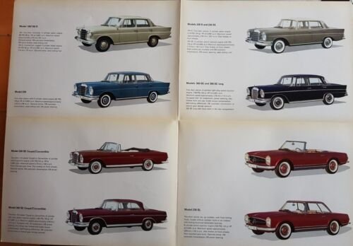 Mercedes produzione modelli 1963 depliant originale auto INGLESE car brochure