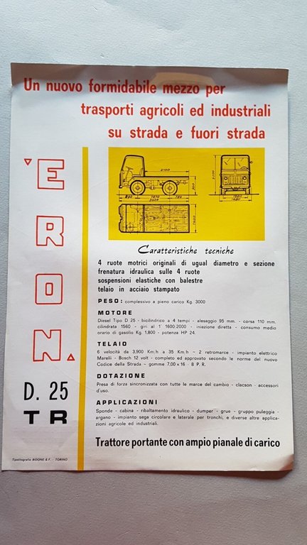 Meroni ERON TR 25 1961 depliant autocarro originale brochure