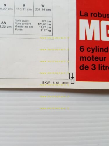 MG C 1968 depliant originale francese