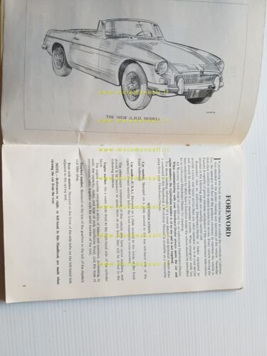MG MG-B 1963 manuale uso manutenzione libretto originale INGLESE