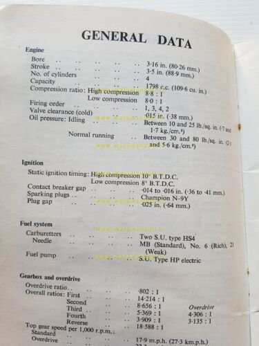 MG MG-B 1963 manuale uso manutenzione libretto originale INGLESE