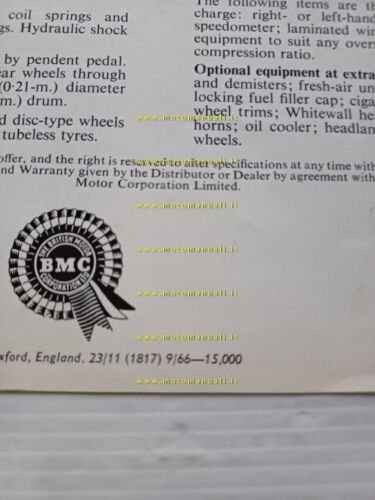 MG Midget MkIII 1966 depliant inglese originale