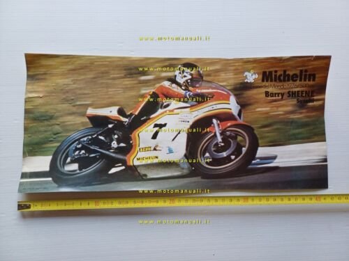 Michelin 1976 Barry Sheene Suzuki 500 locandina mini-poster originale