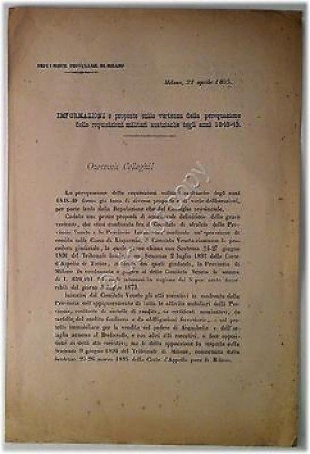 Milano - Informazioni - Perequazione Requisizione Militari - 21 Aprile … | Immagine principale