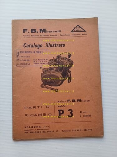 Minarelli 48 motore P3-P3N-P3 Sport 1962 catalogo ricambi originale parts …