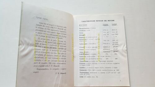 Minarelli motore 3V 50 1966 manuale uso originale italiano owner's …