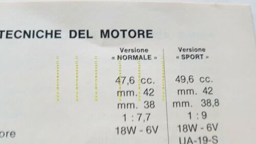 Minarelli motore 50 Normale Sport 1968 manuale uso ITALIANO originale
