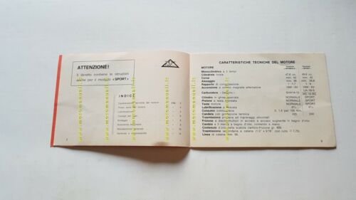 Minarelli motore 50 Normale Sport 1968 manuale uso ITALIANO originale