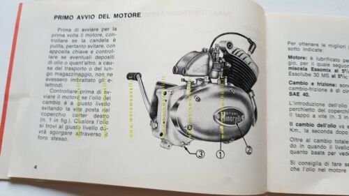 Minarelli motore 50 Normale Sport 1968 manuale uso ITALIANO originale