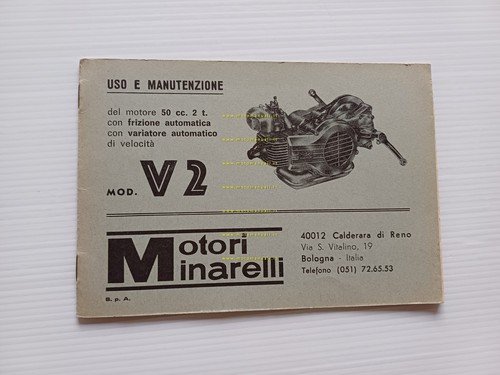 Minarelli motore 50 V2 1975 manuale uso manutenzione originale italiano