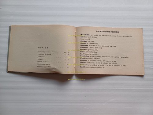Minarelli motore 50 V2 1975 manuale uso manutenzione originale italiano